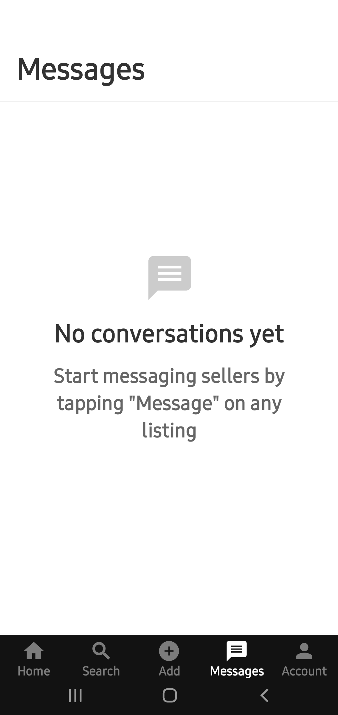 Messages and chat screen